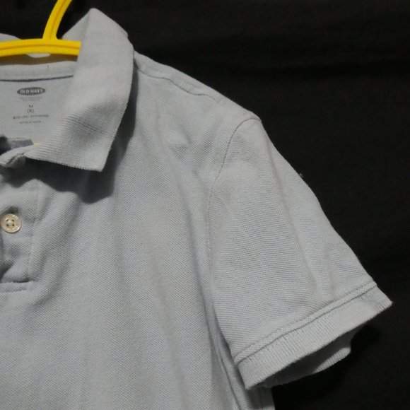 OLD NAVY, medium (8) regular, light blue polo, *juice stains SEE PIC, EUC - Picture 5 of 11